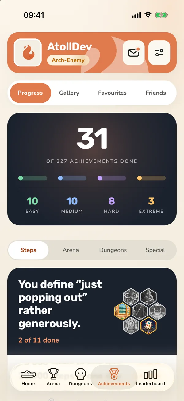 Pyron auf Englisch: Achievements