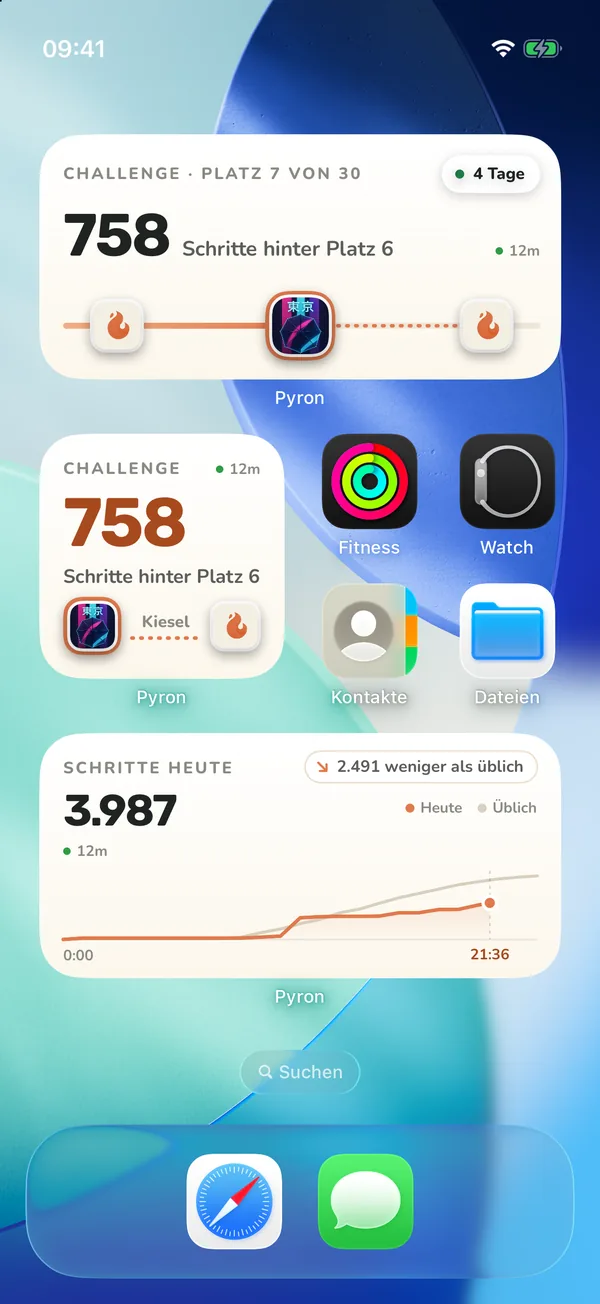 Homescreen mit drei Pyron-Widgets